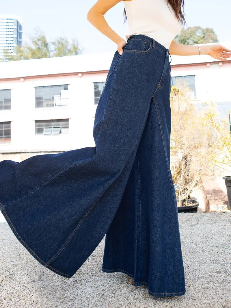 Washed Stretch Wide-Leg Jeans | MzStar Fashion | view 4