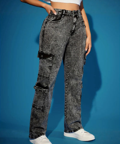 Stretch Multi-Pocket Cargo Jeans