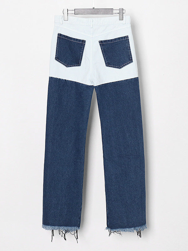 Contrast Ripped Jeans | MzStar Fashion | view 4