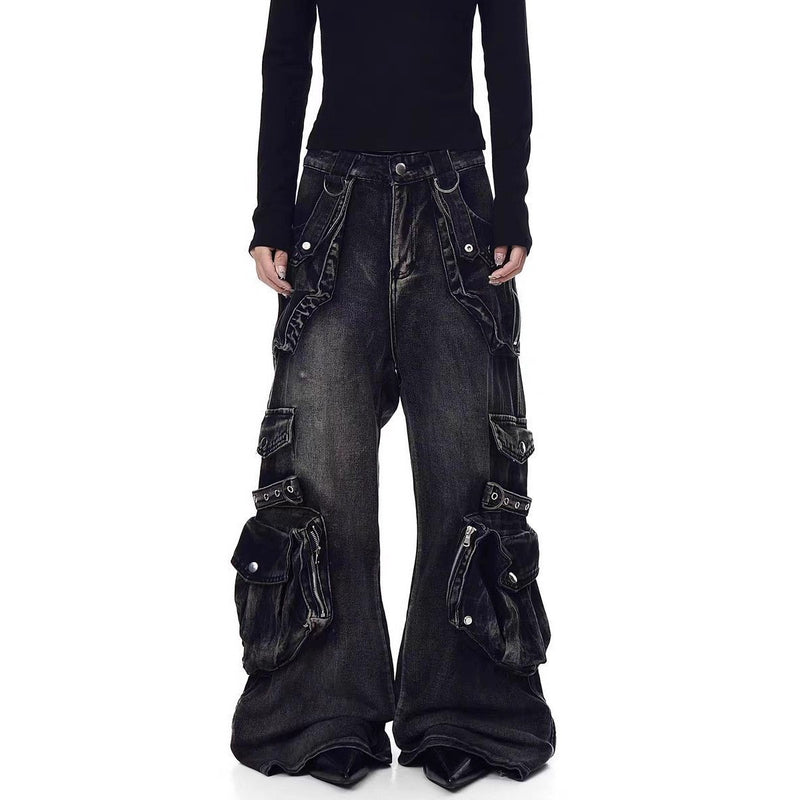 Washed Wide-Leg Workwear Jeans | MzStar Fashion | view 8