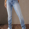 Double-Button Slim Blue Jeans | MzStar Fashion