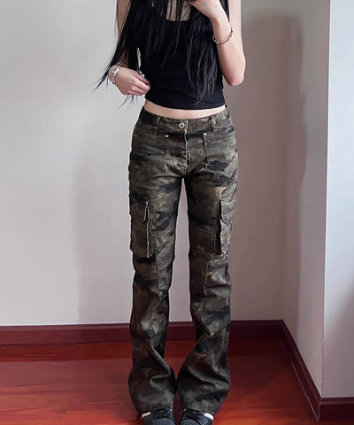 Flared Camo Cargo Pants