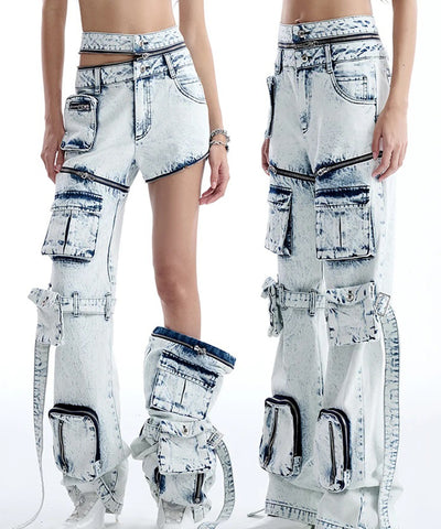 Zip-Detail Multi-Pocket Jeans