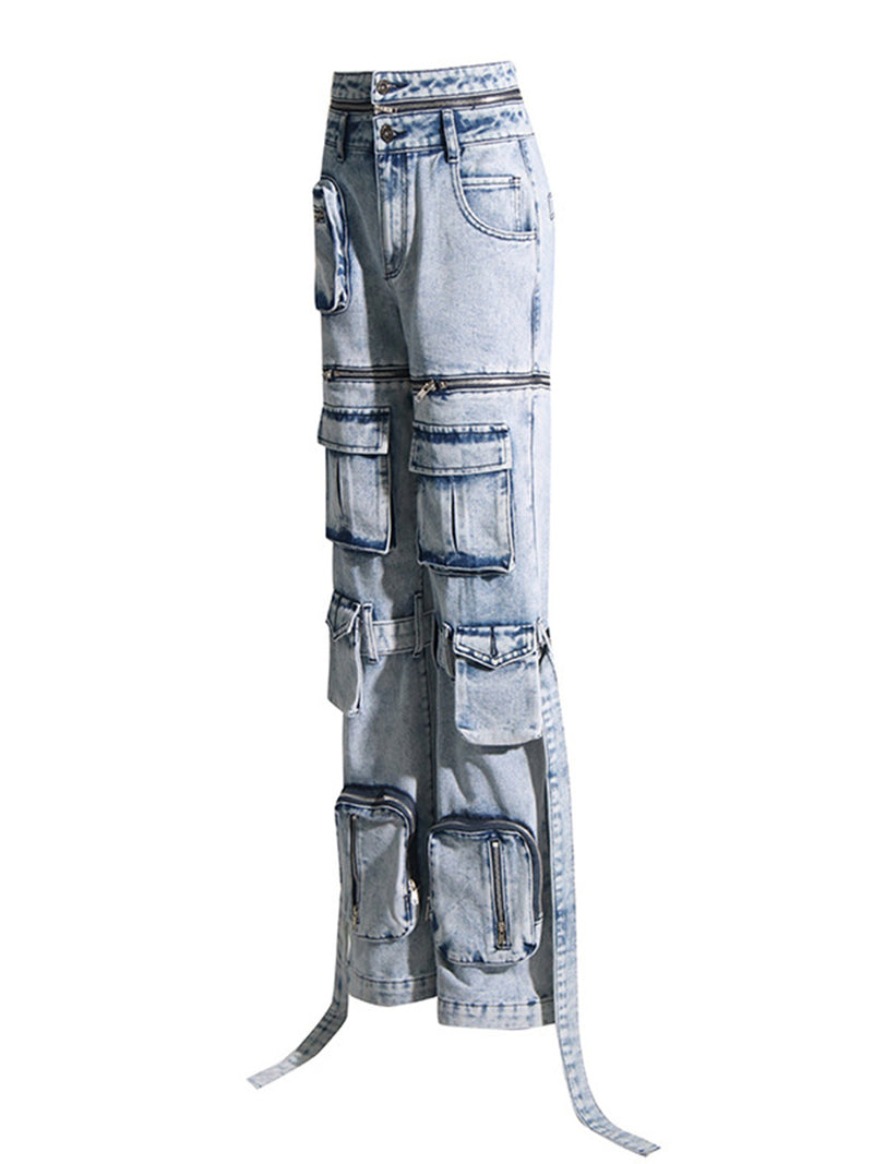 Zip-Detail Multi-Pocket Jeans | MzStar Fashion | view 4