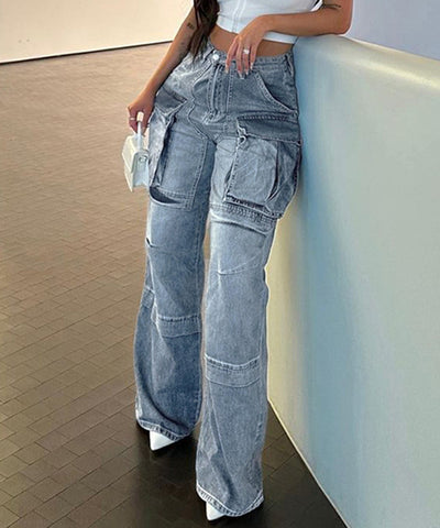 Washed Denim Pocket Overalls | MzStar Fashion