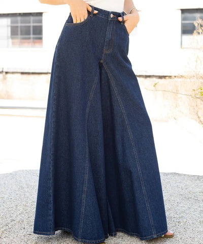 Washed Stretch Wide-Leg Jeans