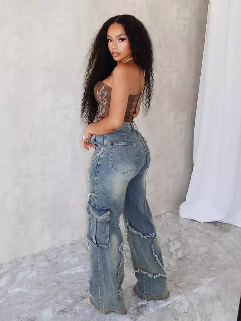 Fringe Tassel Straight Jeans | MzStar Fashion | view 3