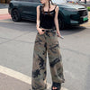 Washed Camo Wide-Leg Jeans | MzStar Fashion
