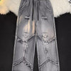Raw-Hem Ripped Wide-Leg Jeans | MzStar Fashion