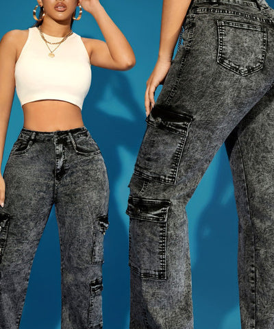 Stretch Multi-Pocket Cargo Jeans | MzStar Fashion