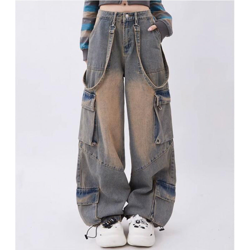 Distressed Big-Pocket Straight Jeans | MzStar Fashion | view 2