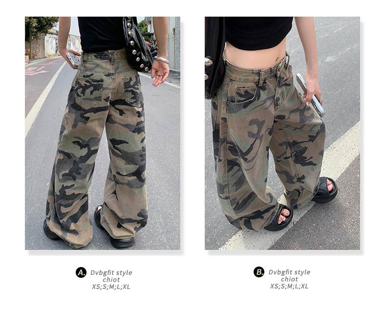 Washed Camo Wide-Leg Jeans | MzStar Fashion | view 8