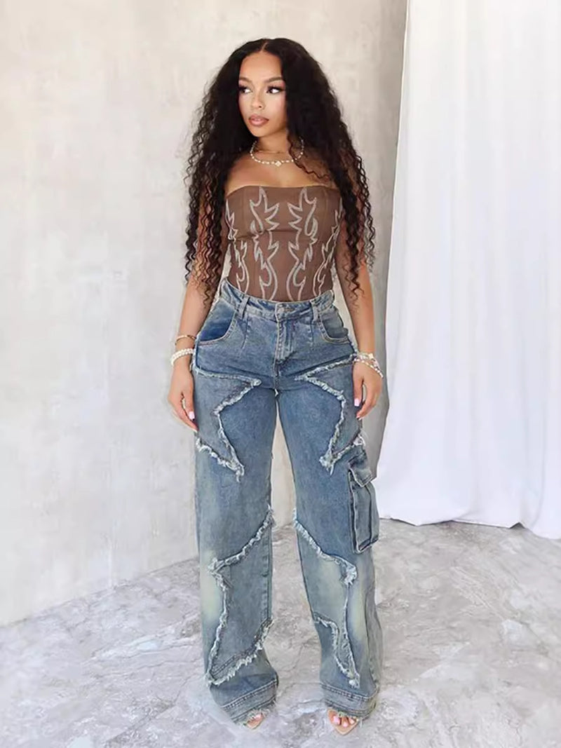 Fringe Tassel Straight Jeans | MzStar Fashion | view 2