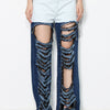 Contrast Ripped Jeans | MzStar Fashion | view 2