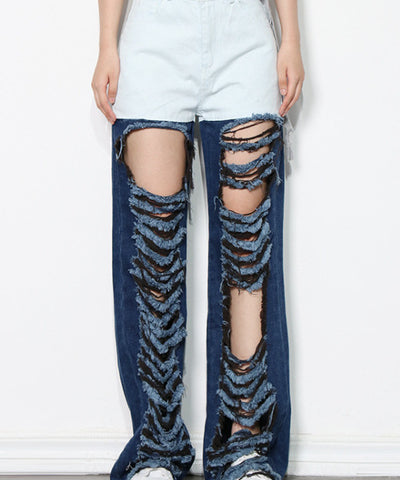 Contrast Ripped Jeans