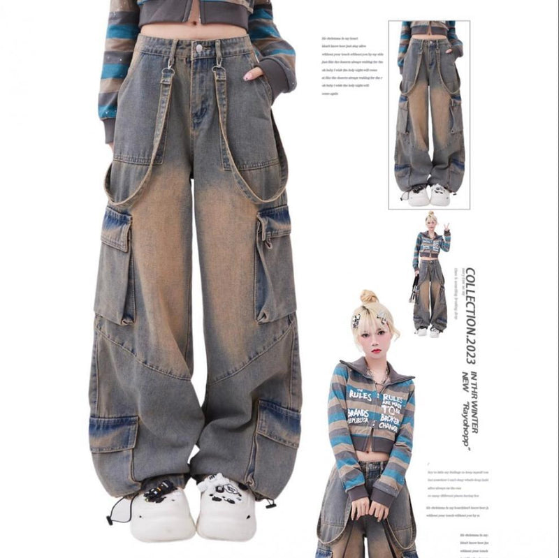Distressed Big-Pocket Straight Jeans | MzStar Fashion | view 6