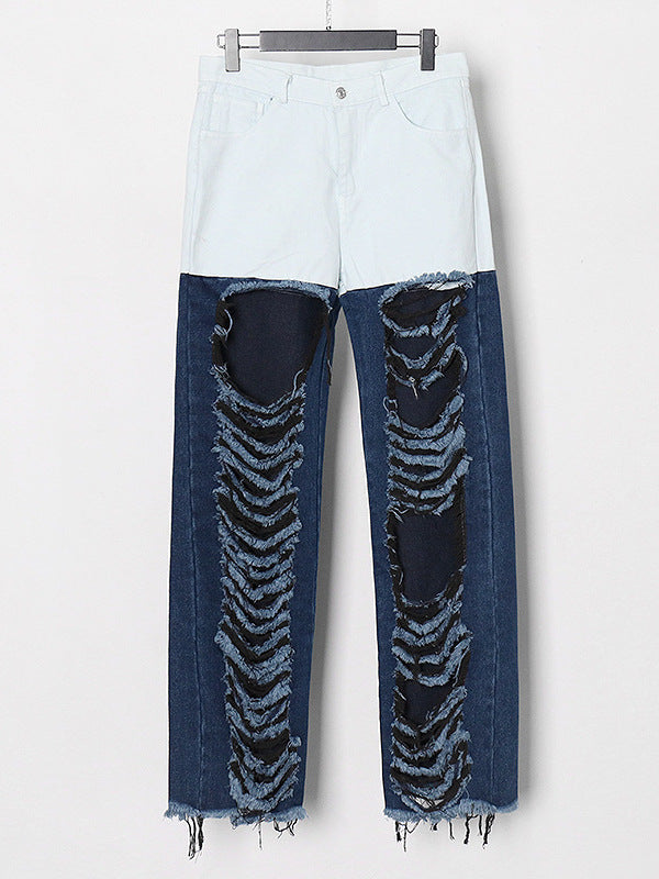 Contrast Ripped Jeans | MzStar Fashion | view 3