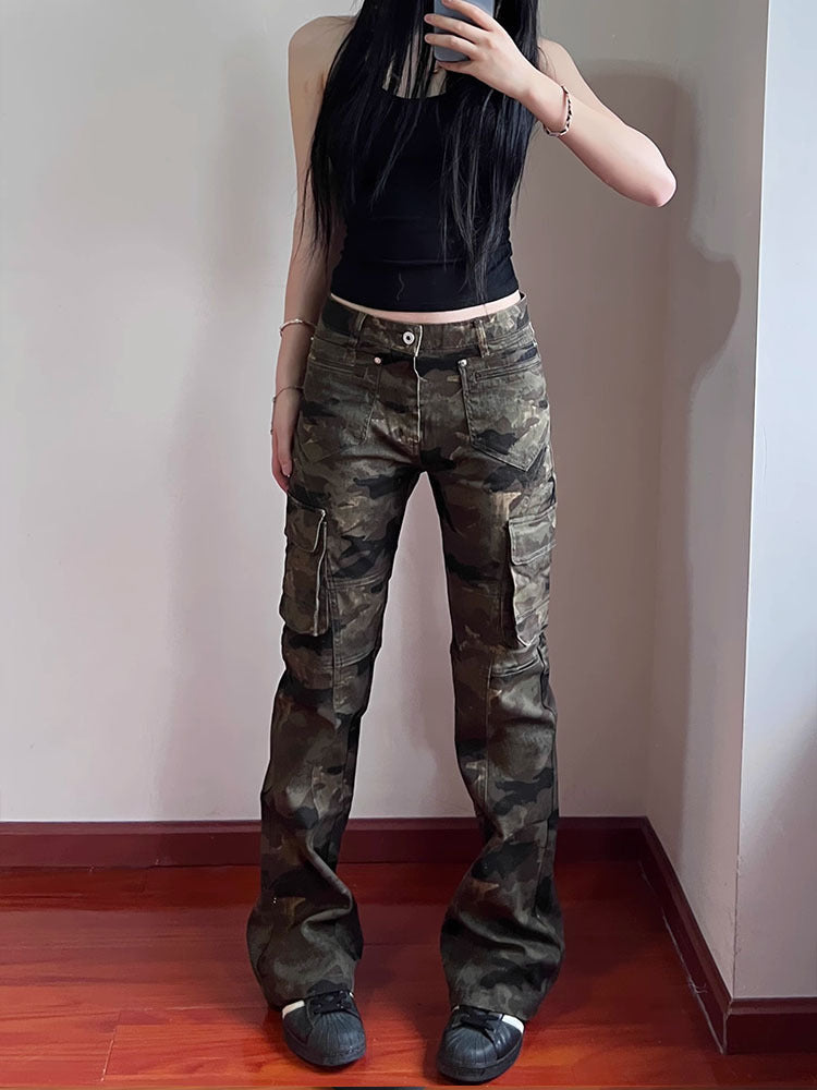 Flared Camo Cargo Pants | MzStar Fashion | view 4