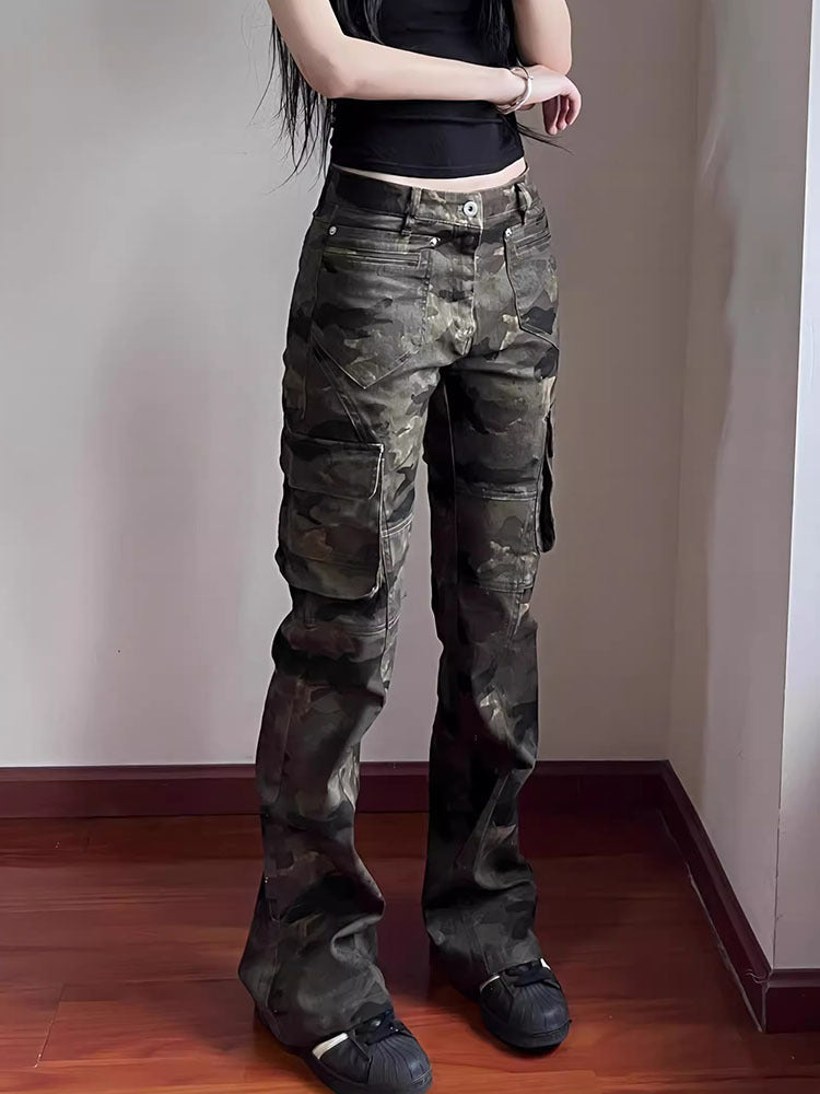 Flared Camo Cargo Pants | MzStar Fashion