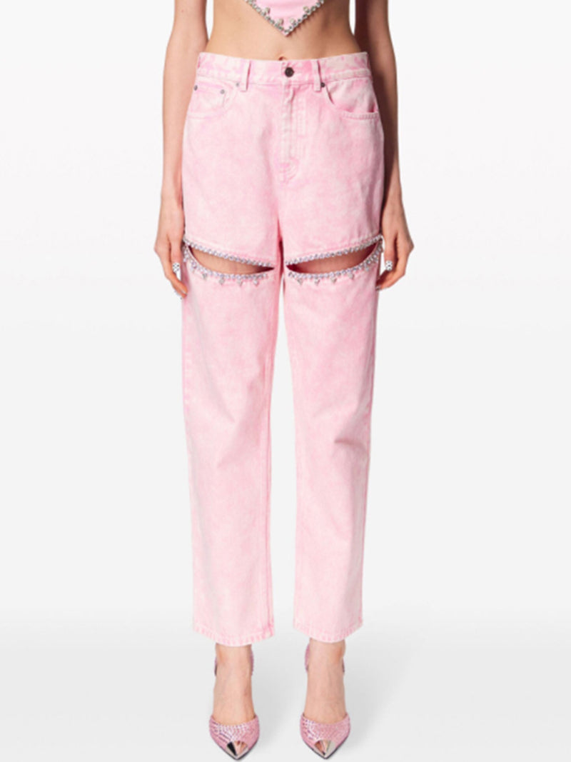 Beaded Distressed Slim Jeans | MzStar Fashion | view 2