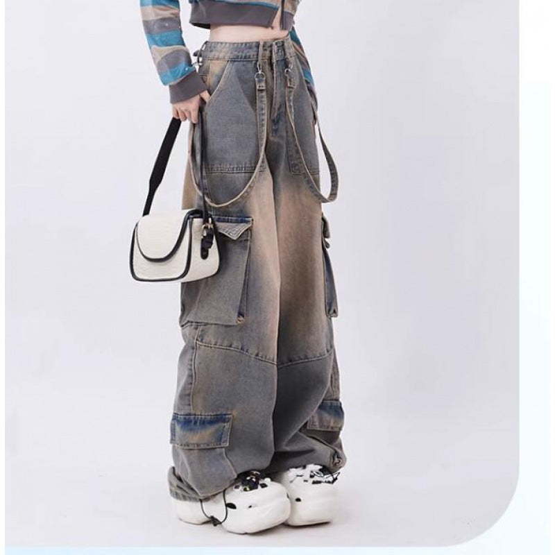 Distressed Big-Pocket Straight Jeans | MzStar Fashion | view 4