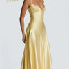 Yellow Satin Bustier Maxi Dress | MzStar Fashion