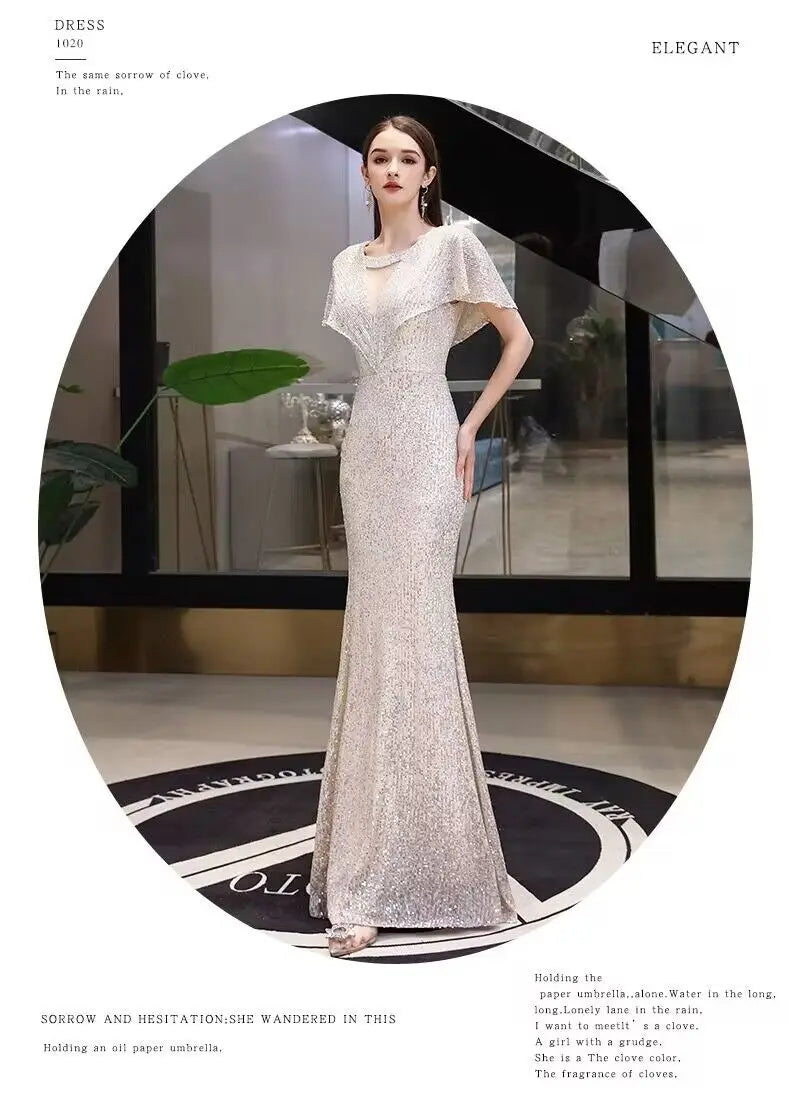 Champagne Fishtail Evening Gown | MzStar Fashion | view 7