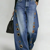 Eyelet Ripped Wide-Leg Jeans | MzStar Fashion | view 5