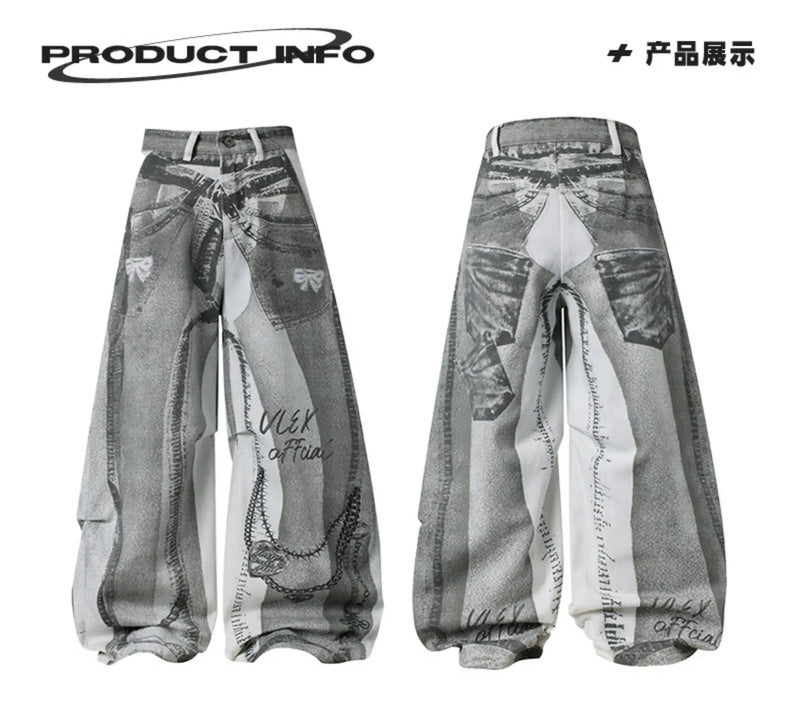 Tie-Dye Print Wide-Leg Jeans | MzStar Fashion | view 6