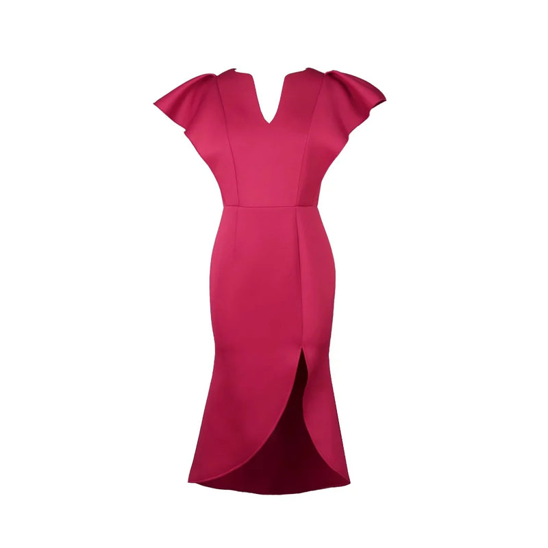 Ruffle Trim V-Neck Midi Dress | MzStar Fashion | view 5