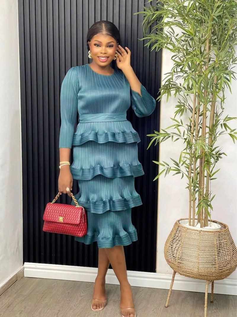 Tiered Ruffle Cake Midi Dress | MzStar Fashion | view 7