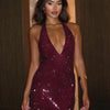 Sequin Open-Back Halter Dress | MzStar Fashion | view 5