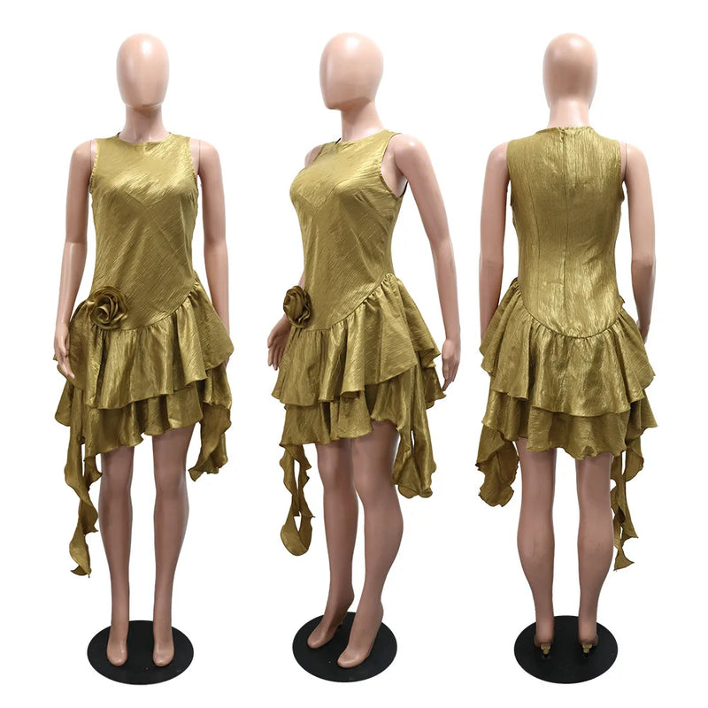 Floral Asymmetric Party Dress | MzStar Fashion | view 5