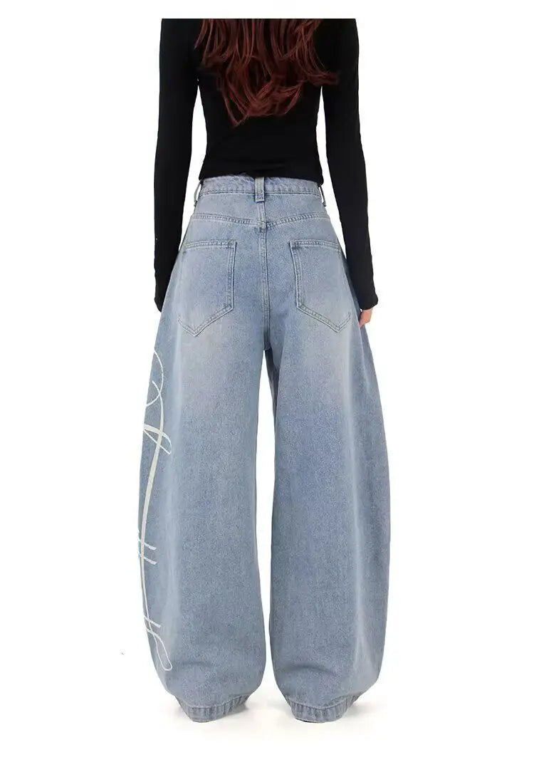 Retro Blue Wide-Leg Jeans | MzStar Fashion | view 5