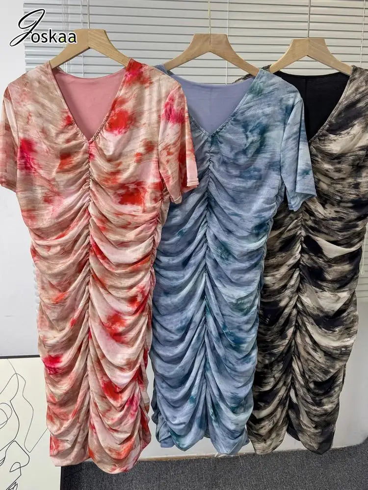 Tie-Dye Mesh Pleated Dress | MzStar Fashion | view 5