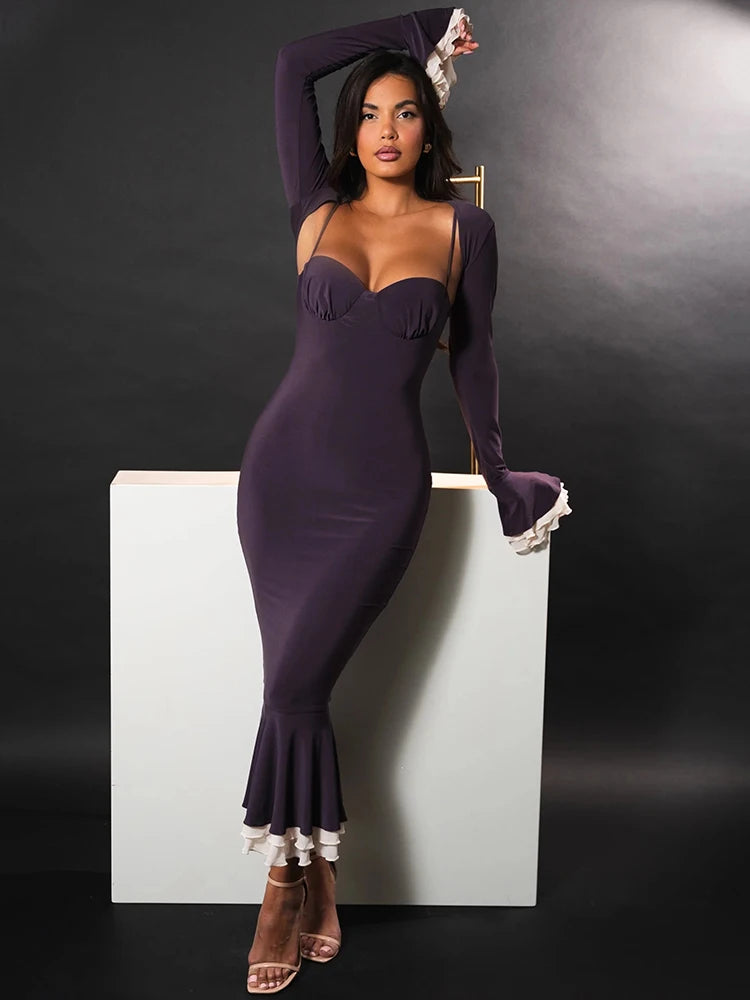 Square Neck Bodycon Maxi Dress | MzStar Fashion | view 6
