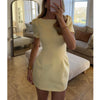 Yellow Pleated Party Mini Dress | MzStar Fashion | view 4
