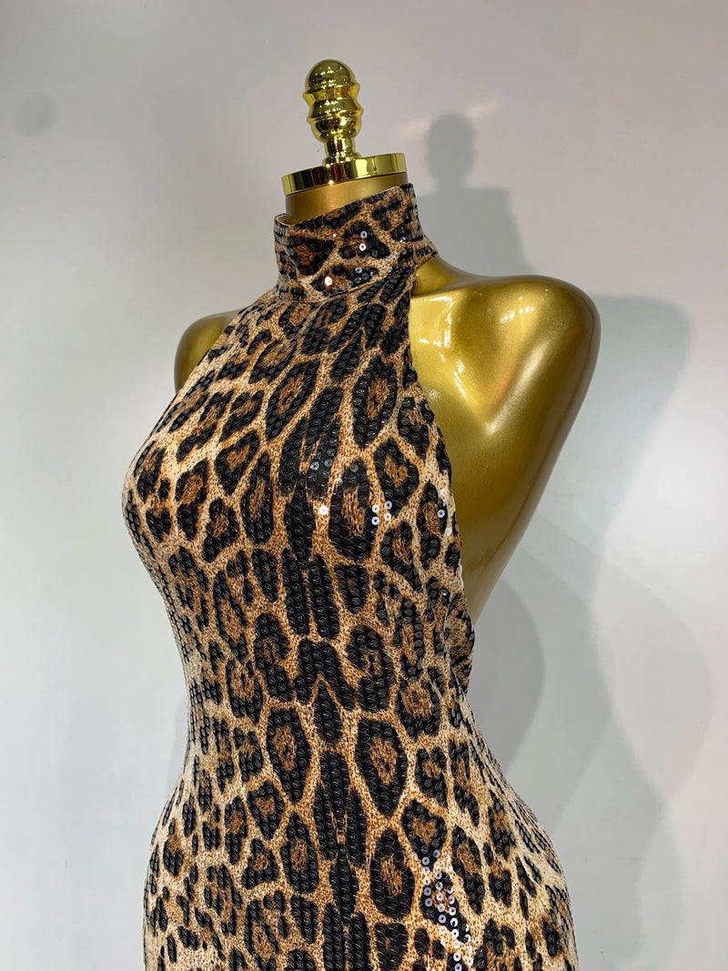 Leopard Sequin Mermaid Maxi Dress | MzStar Fashion | view 8