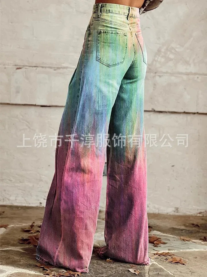 Printed Faux-Denim Trousers | MzStar Fashion | view 8