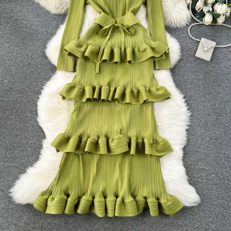 Tiered Ruffle Cake Midi Dress | MzStar Fashion | view 4