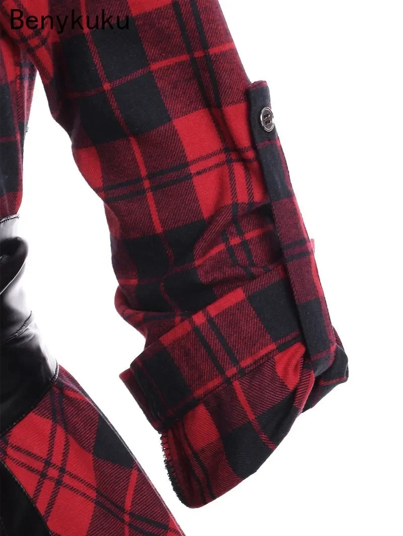 Red Plaid Belted Handkerchief Dress | MzStar Fashion | view 5