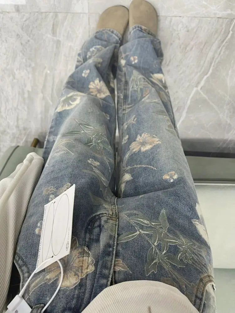 Floral Print Straight Jeans | MzStar Fashion | view 5