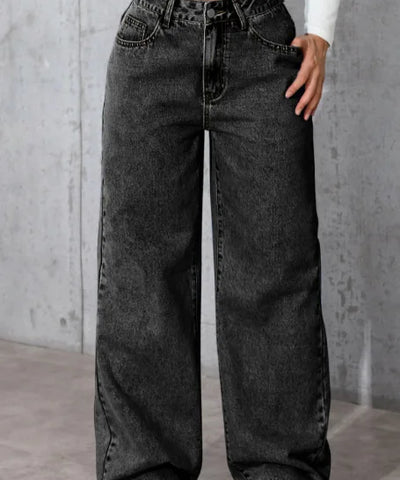 Big-Pocket Straight Jeans | MzStar Fashion