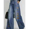 Eyelet Ripped Wide-Leg Jeans | MzStar Fashion | view 6