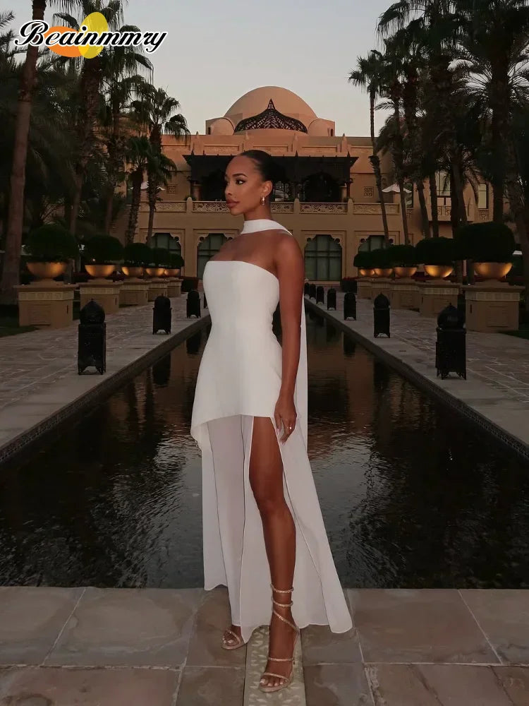 White Mesh Strapless Gown | MzStar Fashion | view 6