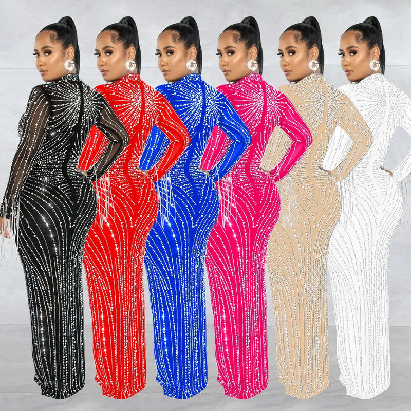 Sheer Rhinestone Evening Gown | MzStar Fashion | view 5