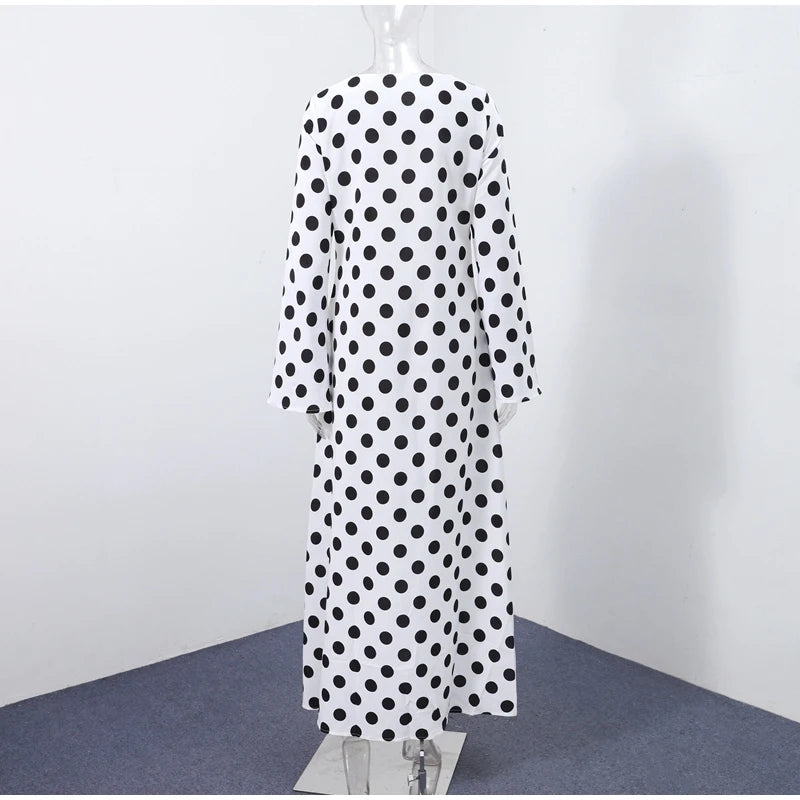 Black Dot High-Neck Maxi Dress | MzStar Fashion | view 8