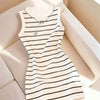 Striped Round-Neck Tank Dress | MzStar Fashion
