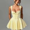Yellow Lace-Up A-Line Dress | MzStar Fashion | view 3