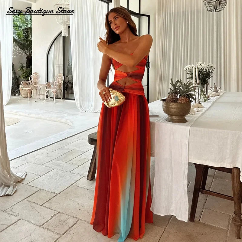 Tie-Dye Cut-Out Maxi Dress | MzStar Fashion | view 4